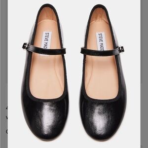 Steve Madden Vinetta Black Leather Mary Jane Ballet Flat